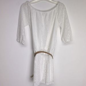 Delia's women's white hand-wash no wrinkle eyelet midi belted dress size XS